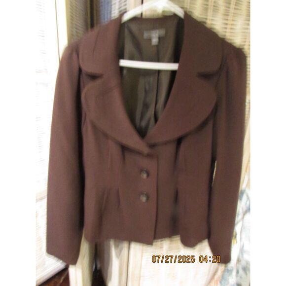 apt 9 size 12 women's blazer jacket lined large lapel tapered brown office - Picture 1 of 8